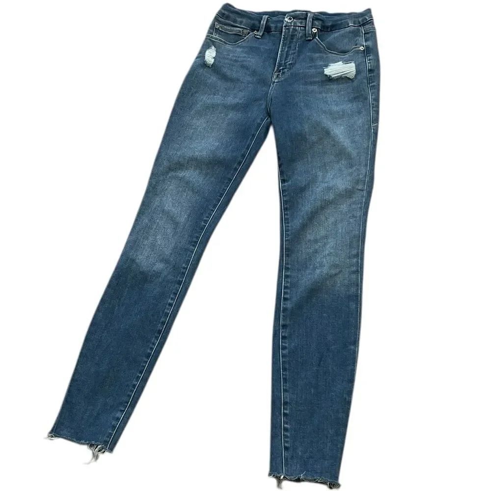 Good American Good Legs Skinny Jeans Size 6 / 28 Distressed Raw Hem Leopard